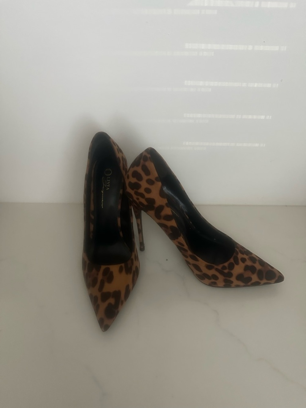 Leopard Print Pointed-Toe Stiletto Pumps - Brown